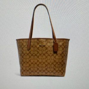 Coach City Tote Signature Canvas IM/KHAKI SADDLE 2